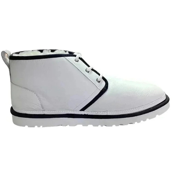 UGG Chukka Boots Shoes Mens 12 Black White Neumel Leather Sheepskin Lace Up NEW main image 4